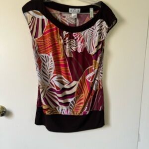 Trixxi Women's Vibrant Leaf Print Blouse large